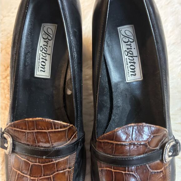 Brighton Women's Black and Brown Leather Loafers size 10 - Picture 7 of 8